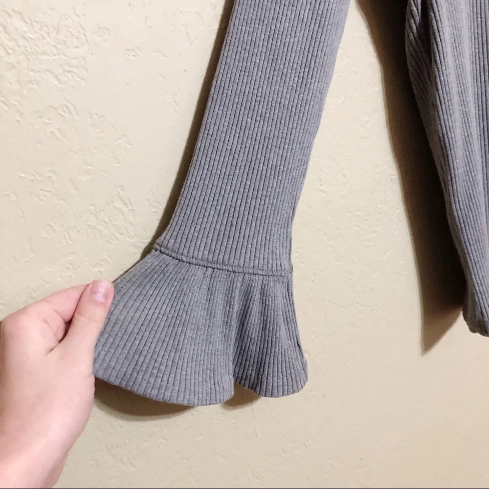 J. Crew Ribbed Crew Neck Bell Sleeve Top‎